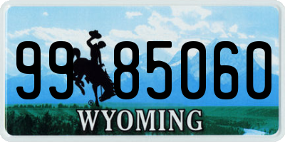 WY license plate 9985060