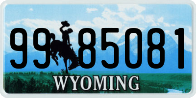 WY license plate 9985081