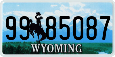 WY license plate 9985087