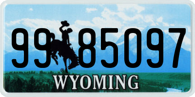 WY license plate 9985097