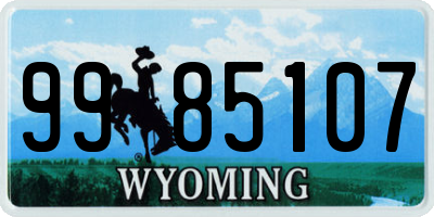 WY license plate 9985107