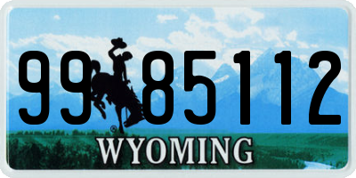 WY license plate 9985112