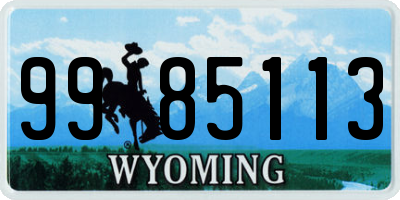 WY license plate 9985113