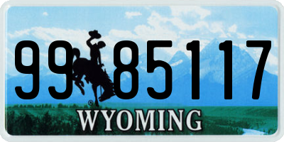 WY license plate 9985117