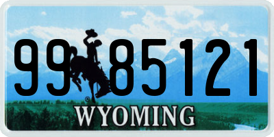 WY license plate 9985121