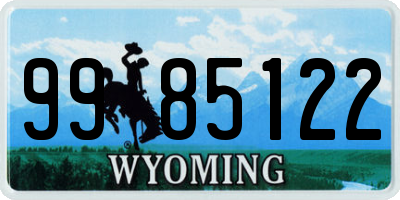 WY license plate 9985122