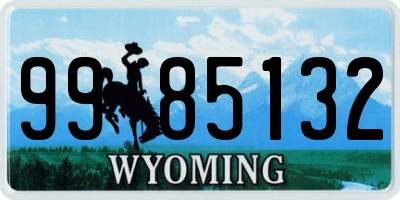 WY license plate 9985132