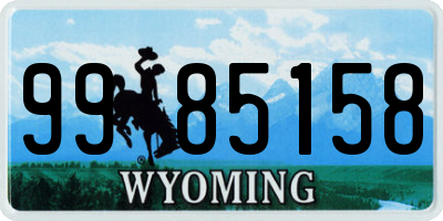 WY license plate 9985158