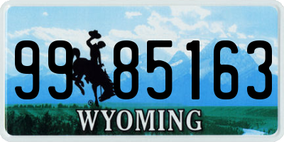 WY license plate 9985163