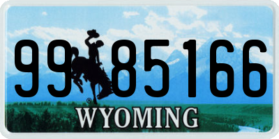 WY license plate 9985166