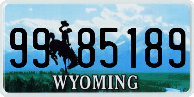 WY license plate 9985189