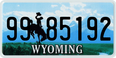 WY license plate 9985192