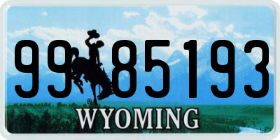 WY license plate 9985193