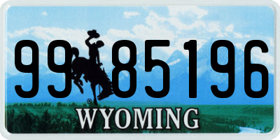 WY license plate 9985196