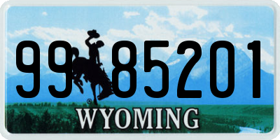 WY license plate 9985201