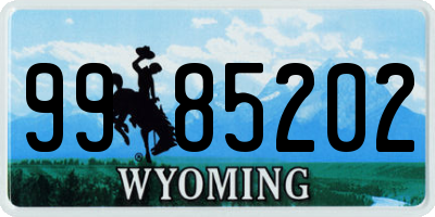 WY license plate 9985202