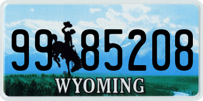 WY license plate 9985208