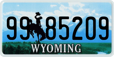 WY license plate 9985209