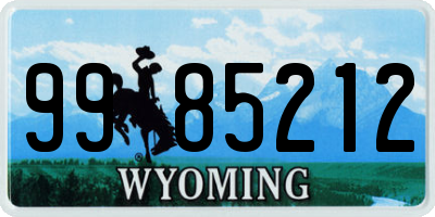 WY license plate 9985212