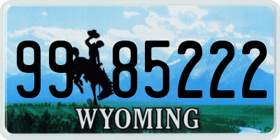 WY license plate 9985222