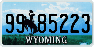 WY license plate 9985223