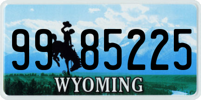 WY license plate 9985225