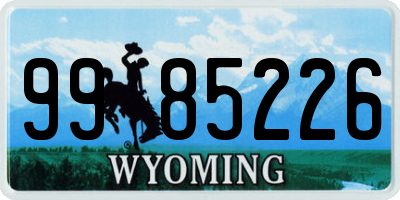 WY license plate 9985226