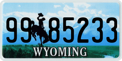 WY license plate 9985233