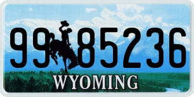WY license plate 9985236