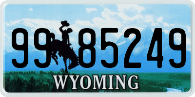 WY license plate 9985249