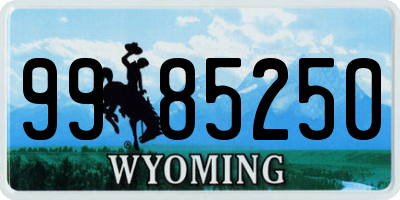 WY license plate 9985250