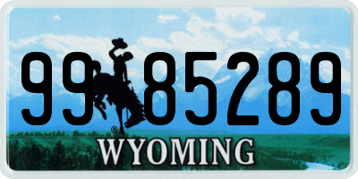 WY license plate 9985289