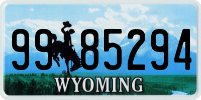 WY license plate 9985294