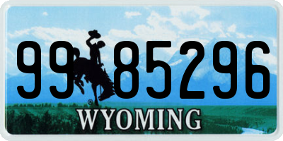 WY license plate 9985296