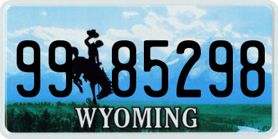 WY license plate 9985298