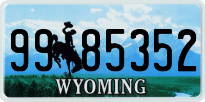 WY license plate 9985352