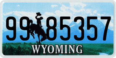 WY license plate 9985357