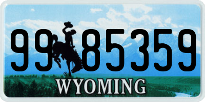 WY license plate 9985359