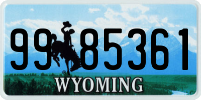 WY license plate 9985361
