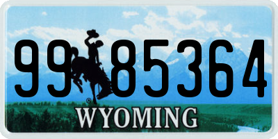 WY license plate 9985364