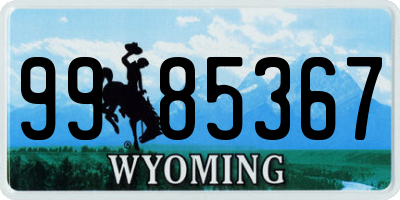 WY license plate 9985367
