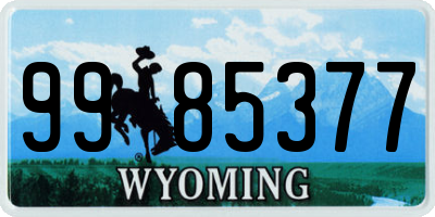 WY license plate 9985377