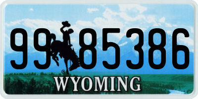 WY license plate 9985386