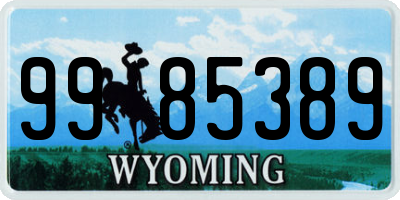 WY license plate 9985389