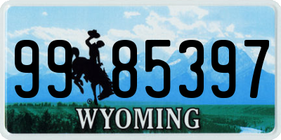 WY license plate 9985397