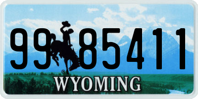 WY license plate 9985411