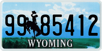 WY license plate 9985412