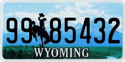 WY license plate 9985432