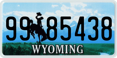 WY license plate 9985438