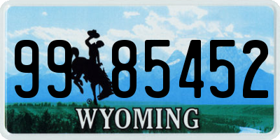 WY license plate 9985452